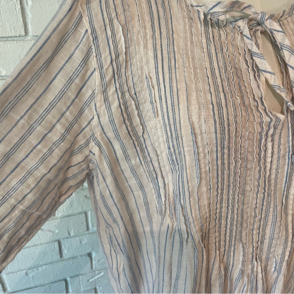 CP shades 100% Linen Blue Striped Tunic Small - Picture 3 of 12